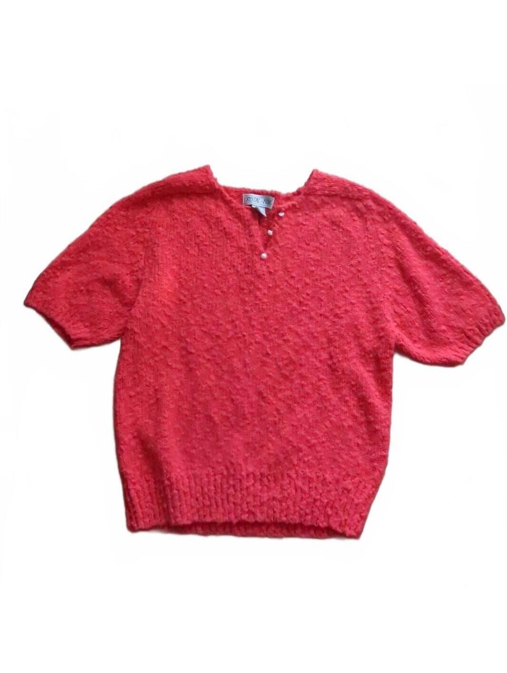 Vintage Crystal-Kobe Red Short Sleeve Knit Sweater Medium